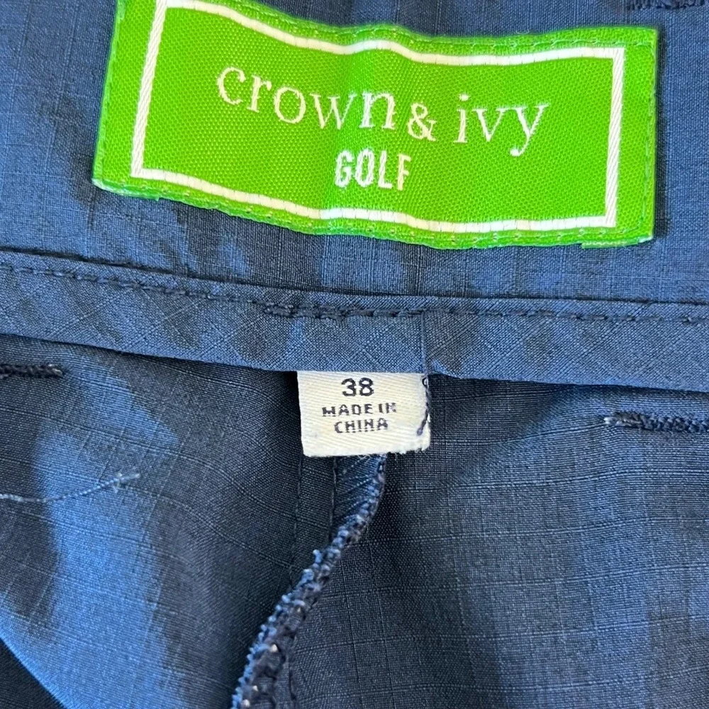 Crown‎ & Ivy Golf Shorts Mens 38 Blue Stretch Flat Front Performance Activewear